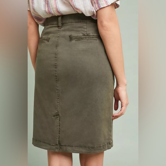 Anthro Pilcro Khaki Green Chino Skirt Sz 10 - Picture 4 of 10